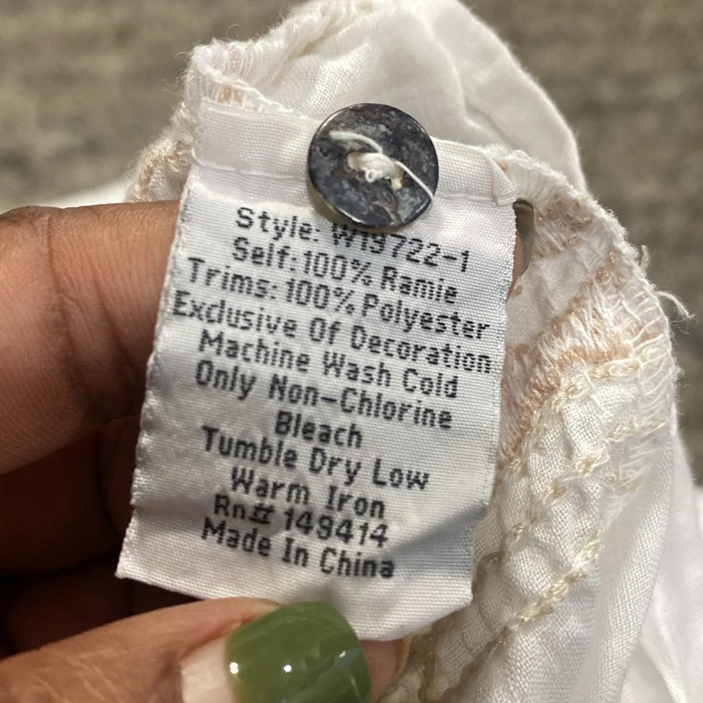 Johnny Was Devere Kimono Sleeve 100% Ramie embroidered button down blous… - Picture 11 of 15